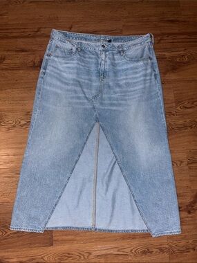 American Eagle Outfitters Light Wash Denim Maxi Skirt
